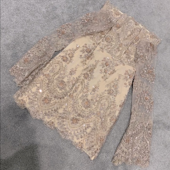 Champagne nude color custom made dress - Picture 2 of 6